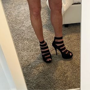 BEBE Platform High Heels with Satin Straps. Size 8. Previously Worn with Care.